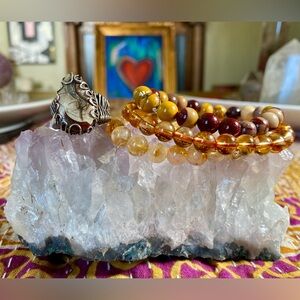 Elegant Beaded Bracelet and Ring Set